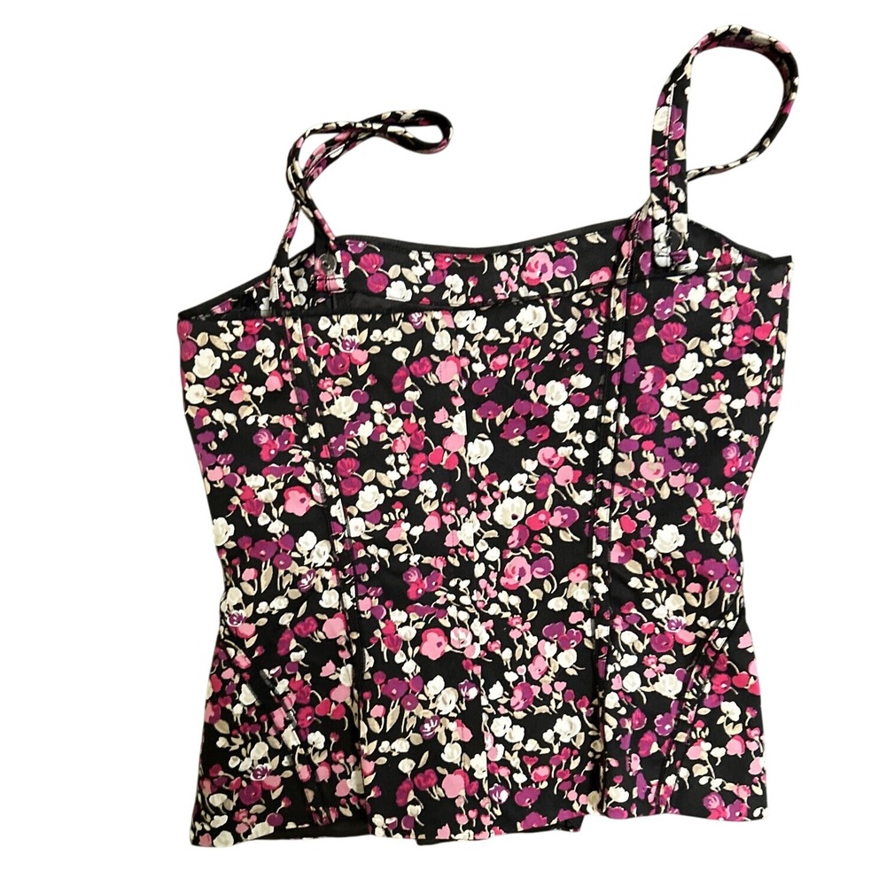 White House Black Market Floral Corset Top 2 Black Pink Bustier Y2K Coquette - Picture 6 of 6
